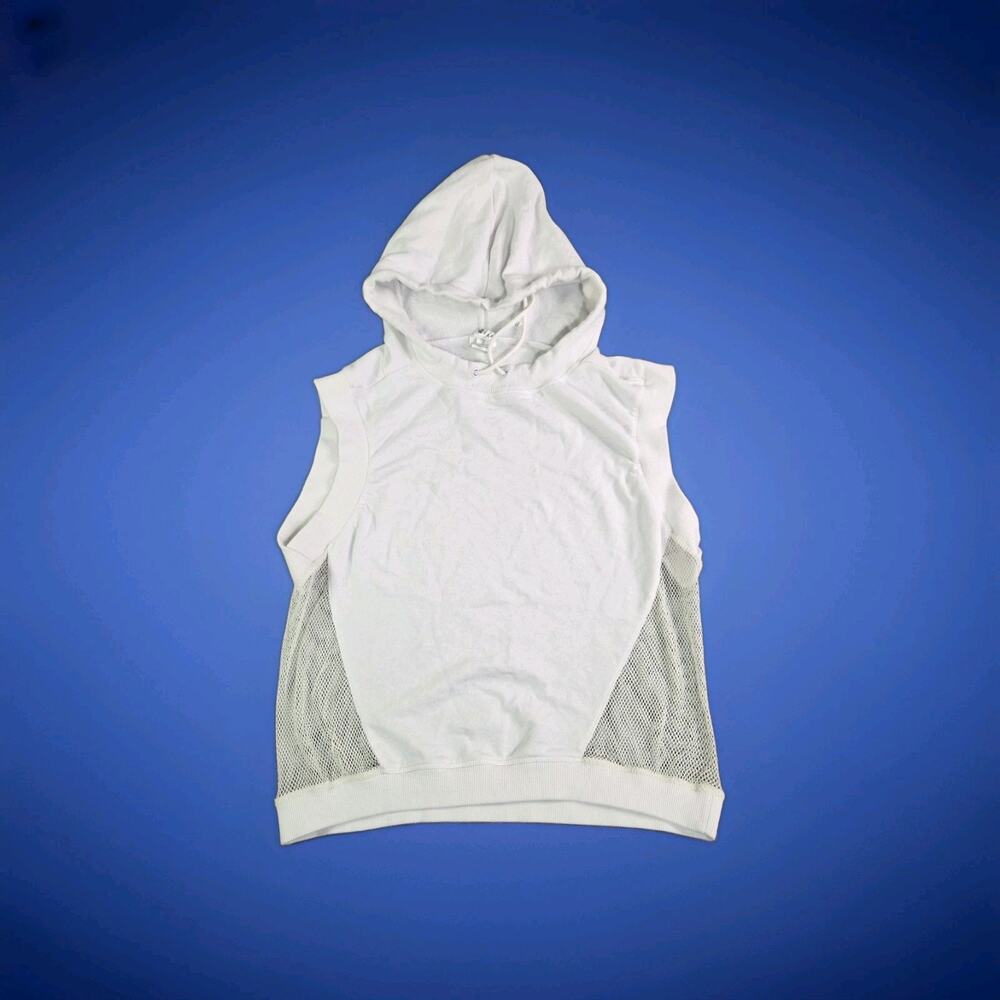Fabletics Womens Sleeveless Hoodie Shirt Sz XL White Athletic Gym Workout C40-69